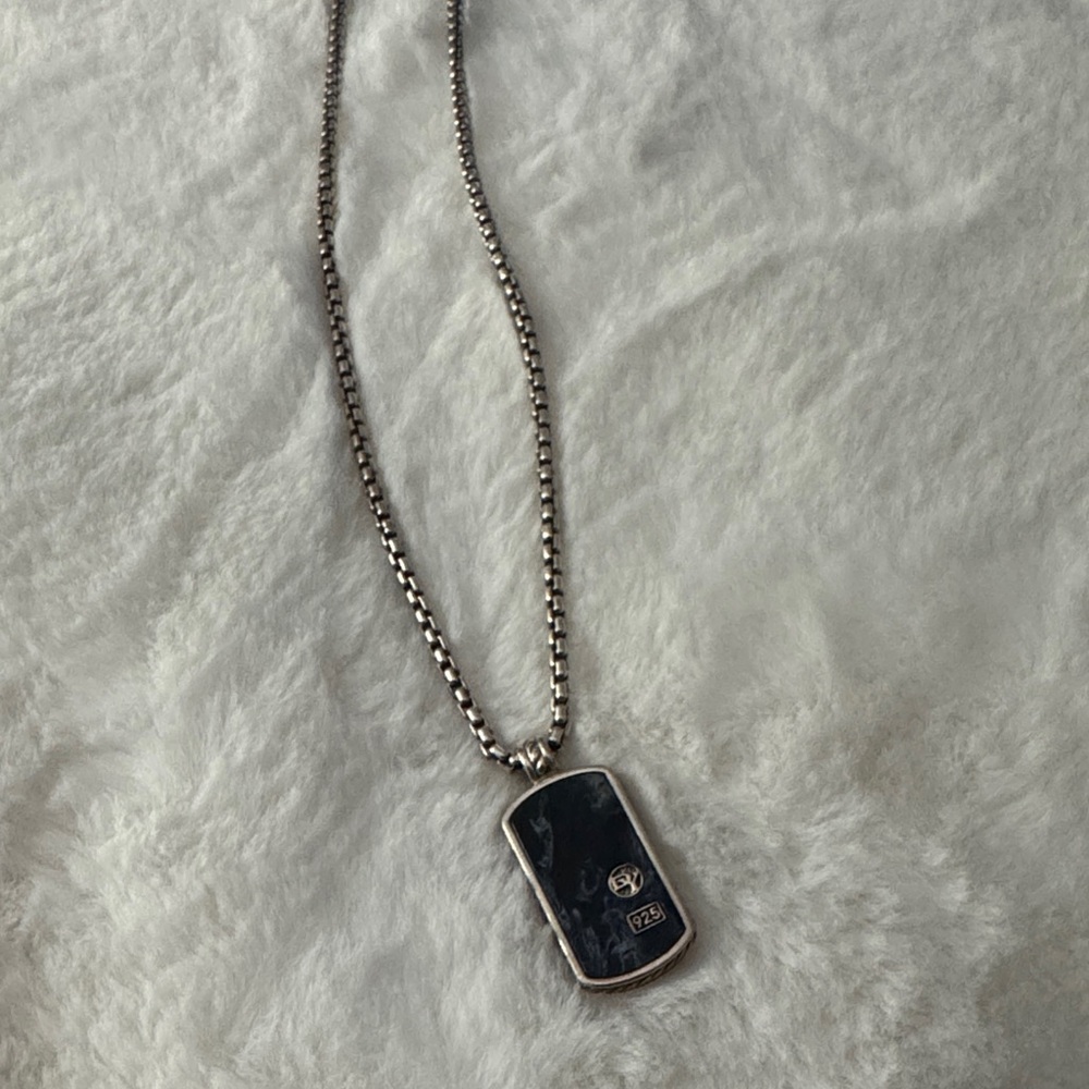 Davide Yurman Silver Dog tag Pendant Necklace